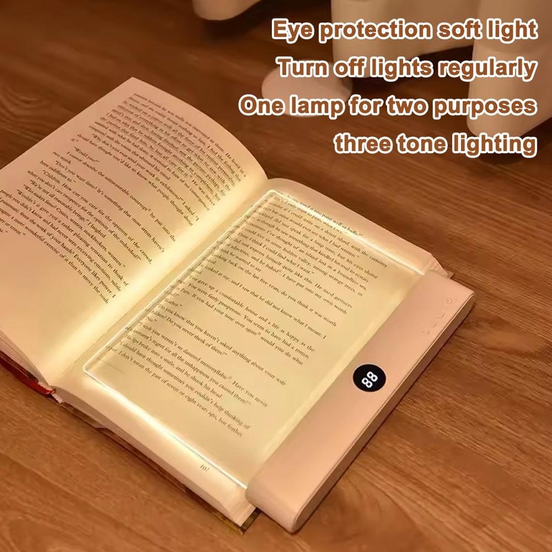 Flat Book Light, Rechargeable Clear LED Flat Book Lights with 3 Colors & Timer for Reading in Bed at Night, Eye Protection Panel Plate Lamp Gifts for Book Lover Night Reading - Image 3
